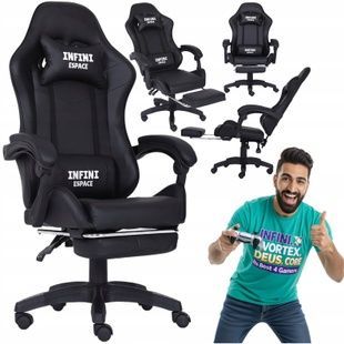 Игровое кресло с подставкой для ног Infini Espace (Black) 1030 фото