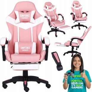 Игровое кресло с подставкой для ног Infini Espace (Pink) 1060 фото