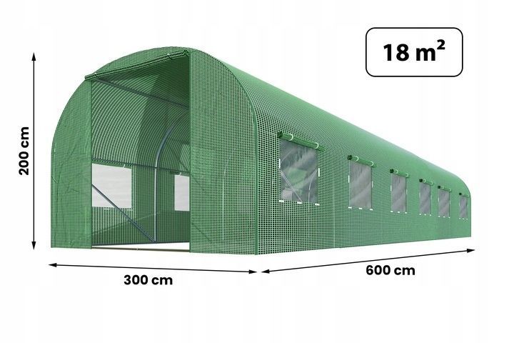 Теплиця посилена 2х входи PLONOS 3&times;6 м (18 м&sup2;) профіль 25&times;0,7 мм - Зелена 4976-B фото